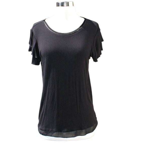Marled Women's Solid Black Short Sleeve Top Size Small - Picture 5 of 5